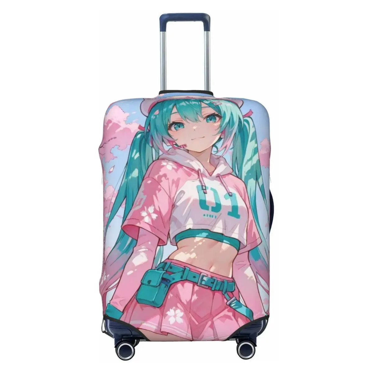 カスタム面白いハツネミク-vocaloid-ロックアニメ荷物カバープロテクター洗える旅行スーツケースカバー