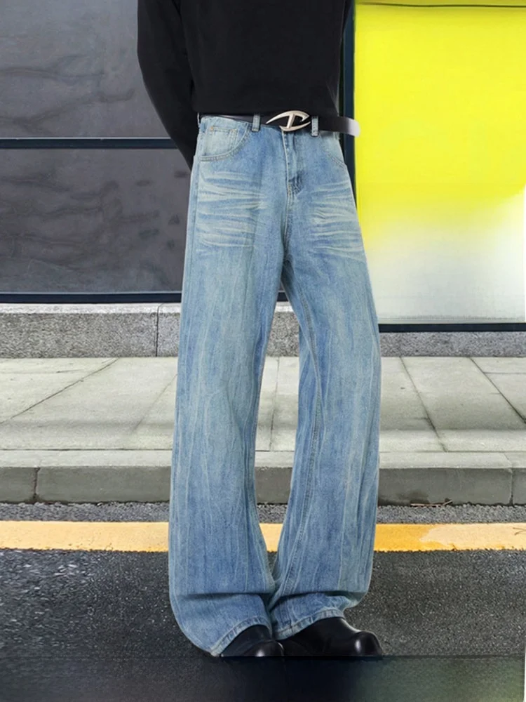 

American High Street Lightning Pattern Flared Jeans Men's Spring New Faion Brand Haome Slimming Extended Length Pants