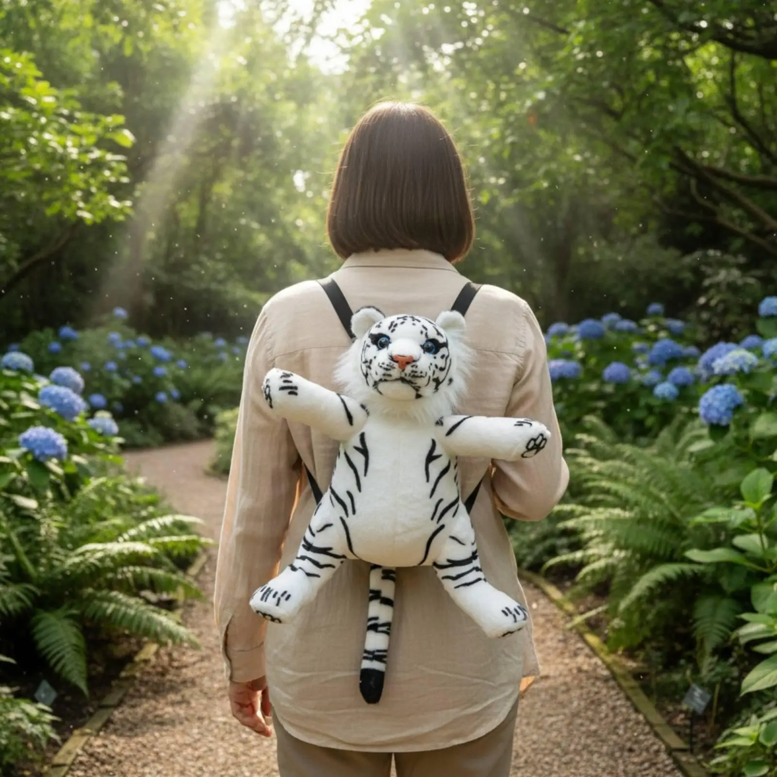 Soft Leopard Plush Doll Bag for Kids Animal Stuffed Backpack Cute Plushie Purse for School Travel Outdoor Adventures