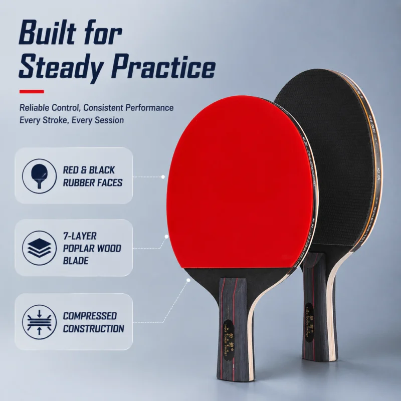 5つ星卓球ラケットセット 7層ポプラウッドブレード ダブルリ - Table Tennis Kit Bag のレビューと価格