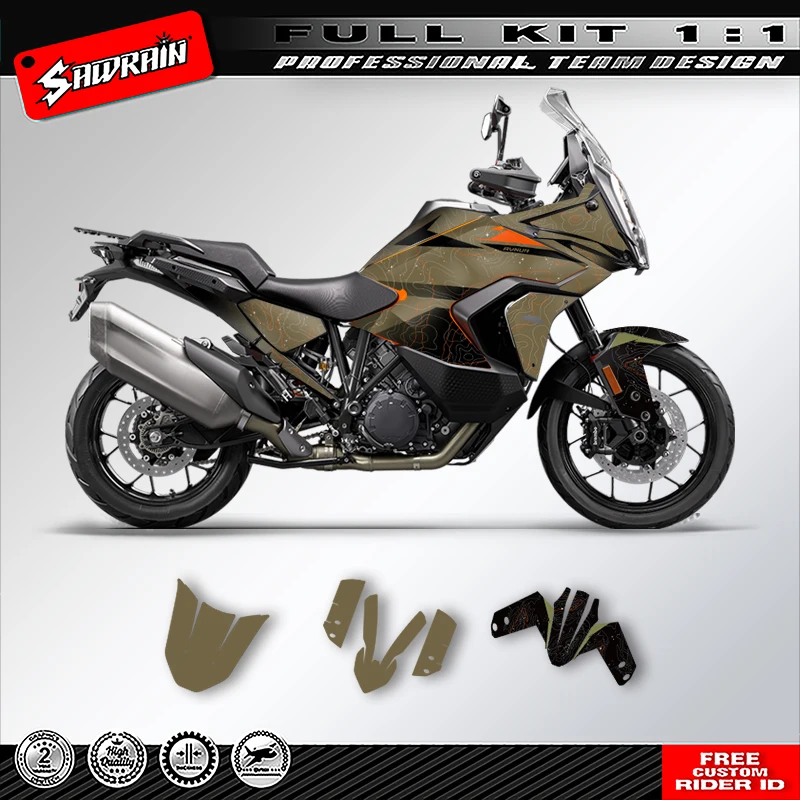 Sawrain دراجة نارية الرسومات الخلفيات الشارات ملصقات عدة رقم اسم مخصص ل KTM ADV 1290 790 R S 2021 2022 2023 006