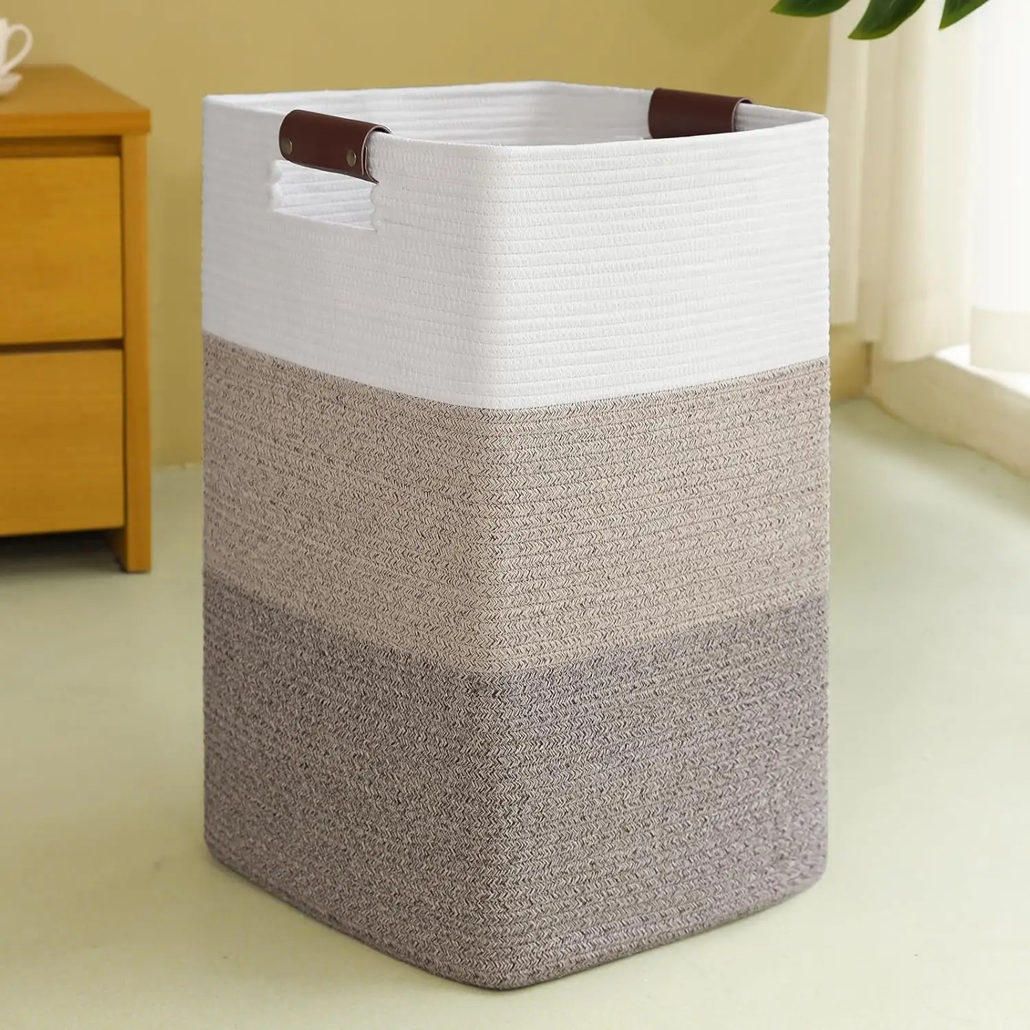 

Extra Large 96L Cotton Woven Laundry Basket with Handles for Living Room Storage in Gradient Yellow
