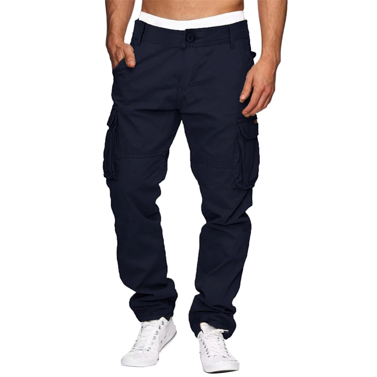 Mens Cargo Pants Outdoor Cotton Hiking Pants Relaxed Athletic Trousers With Pockets Joggers Multi Pocket Trousers Work Jogging