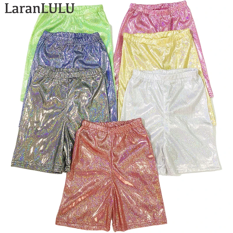 

Adult Glossy Metallic Fitness Shorts Costume Sexy Workout Cheer Booty Dance Shorts for Kids Oil Shiny Leggings Pole Dancing Gym