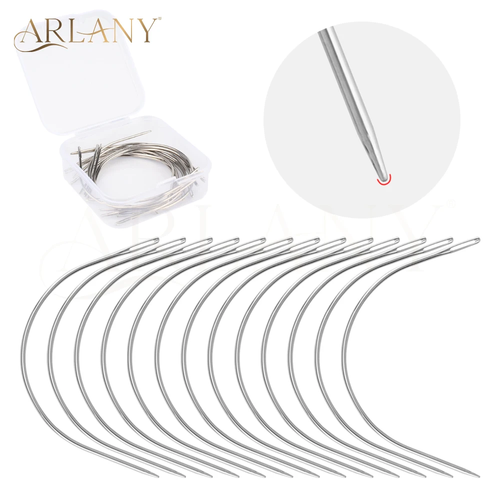 

50 шт. 3,0-дюймовые изогнутые иглы с устойчивым к царапинам полированным наконечником, изогнутые иглы для плетения для наращивания утка, иглы для ремонта утка волос