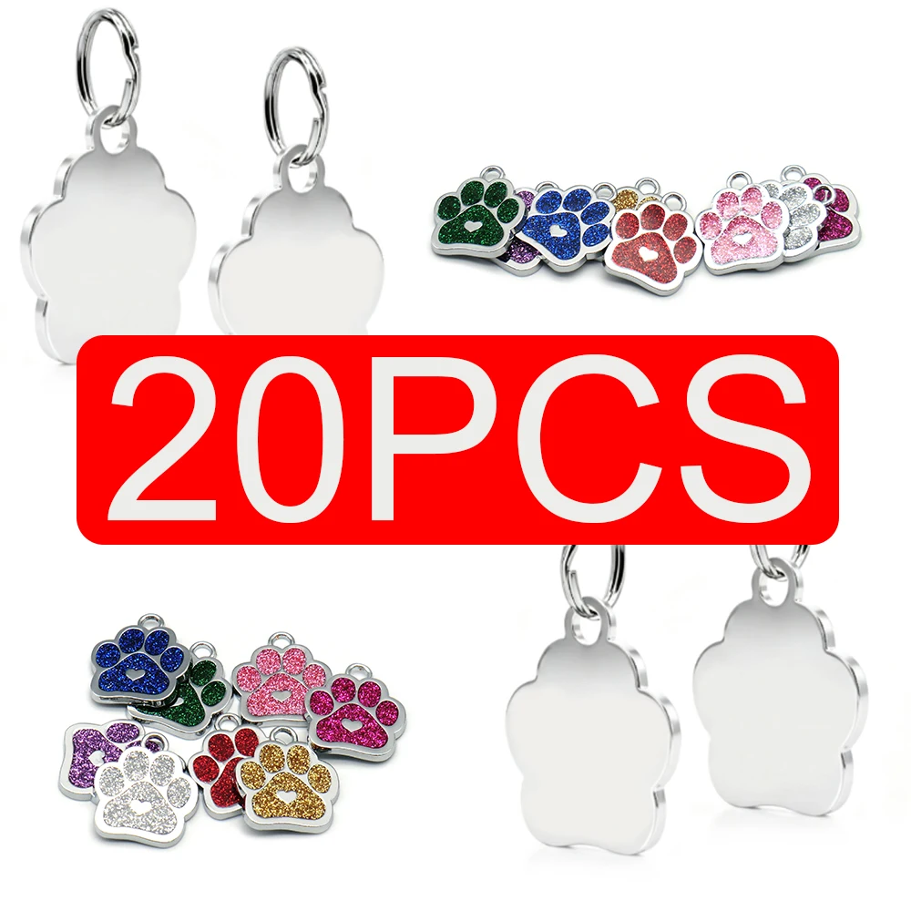 20PCS Blank Alloy Pet ID Tag With Laser Engraving Personalized With Name And Number Dog Collar Charm Personalized
