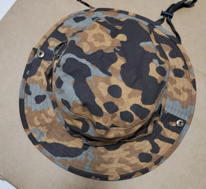 German Plane Tree Camouflage Boonie Hat Spring Autumn Green Brown Round Cap