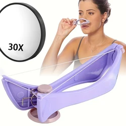 30X Magnifying Mirror with Threading Machine for Women, Eyebrow Face and Body Hair Threading and Removal System kit Tweezers