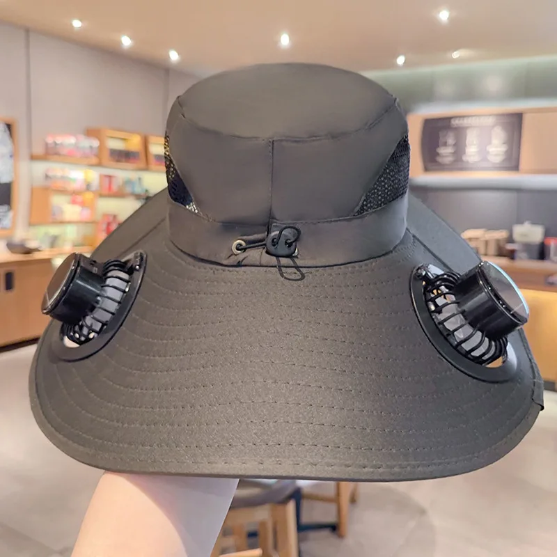 

Solar fan hat big brim visor hat men's summer outdoor