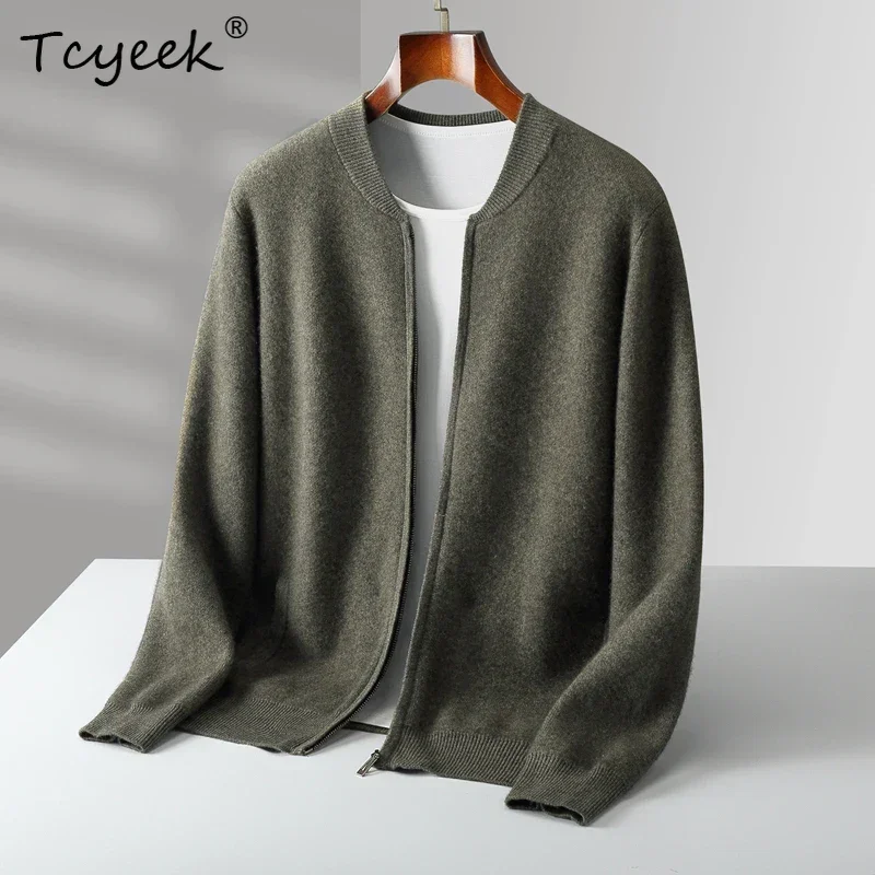 Minimalist Jacket Autumn Winter Sweater 100% Merino Wool Cardigan Sweater Men Clothes Zipper Knitwear Normcore Korean Basic Coat