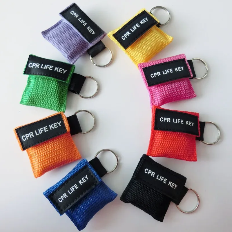 50pcs/100PCS /lots NEW CPR MASK WITH KEYCHAIN CPR FACE SHIELD for Cpr/AED 8 COLORS