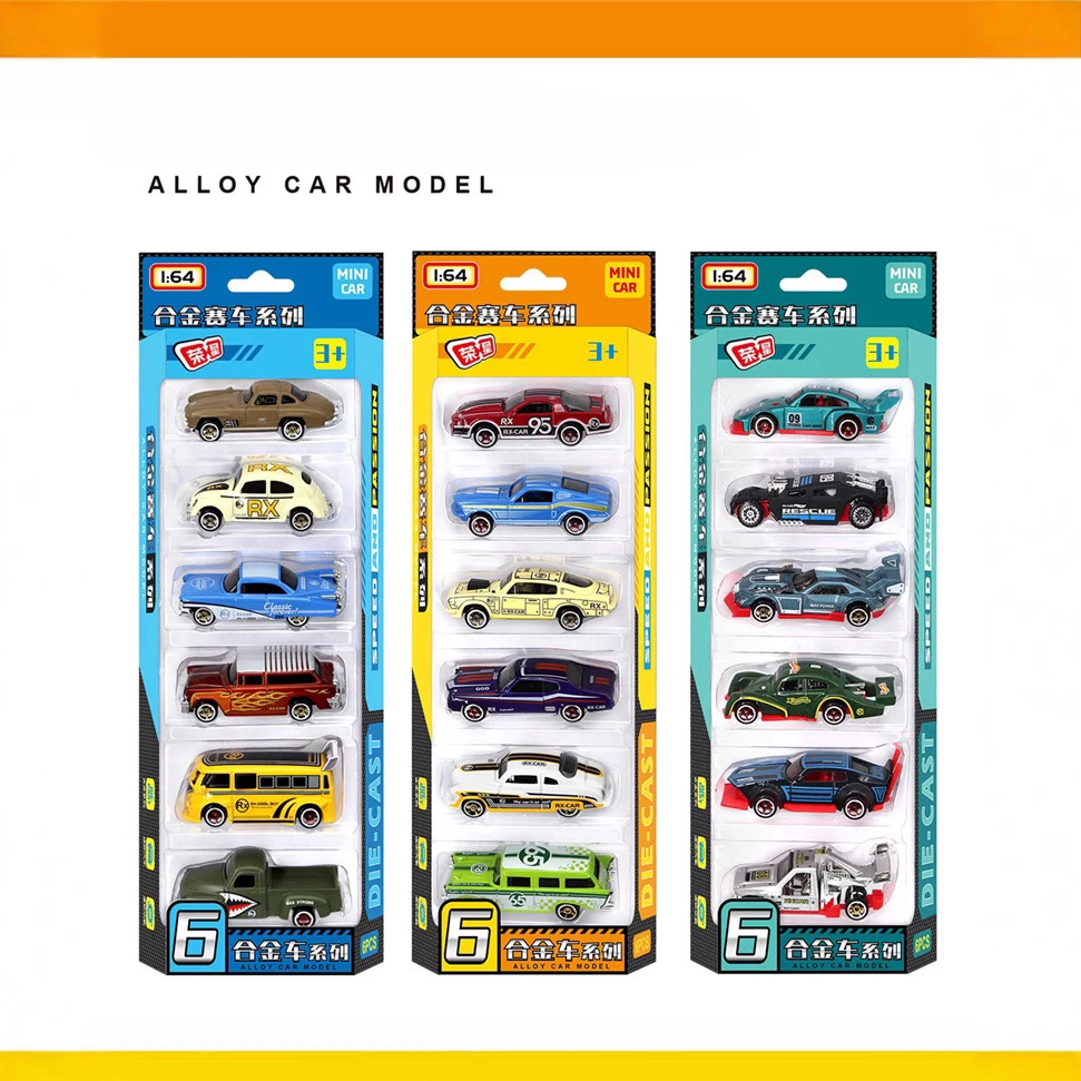 1:64 Alloy retro racing car 6-piece set vintage car model sports car children's toy collection gift