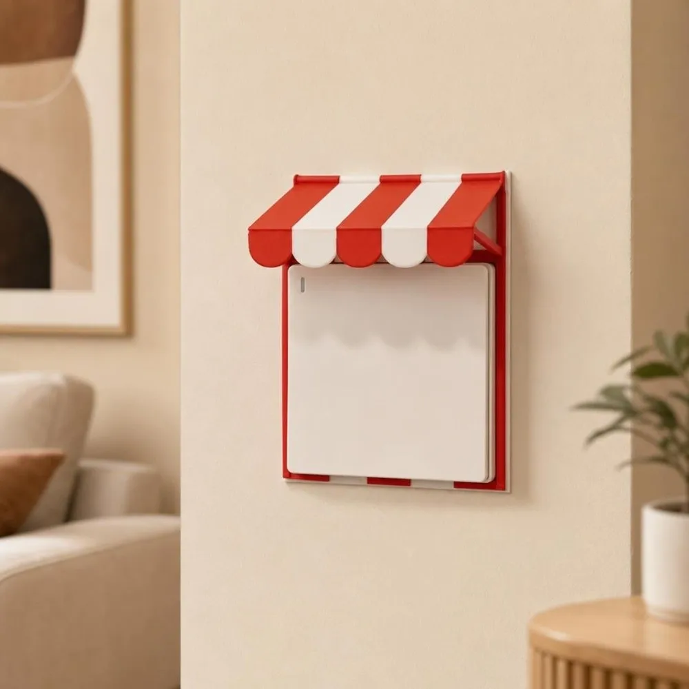 3D Printed Wall Switch Plate 86 Type Creative Wall Decor Cover Funny Canopy Design Switch Plate Cover Room Decoration