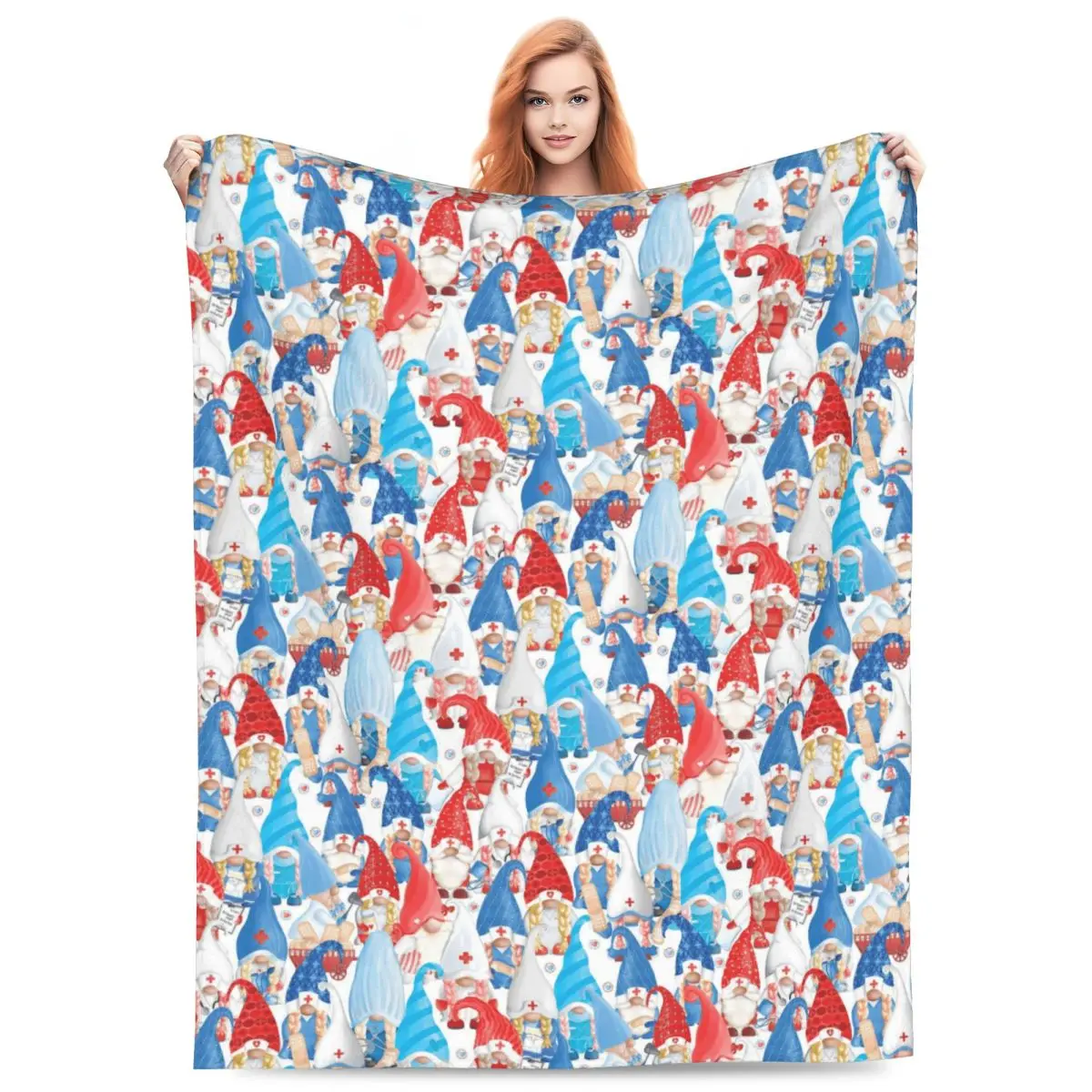Custom Gnomes Merry Christmas Blanket Warm Fleece Soft Flannel Throw Blankets for Bed Sofa Car Spring