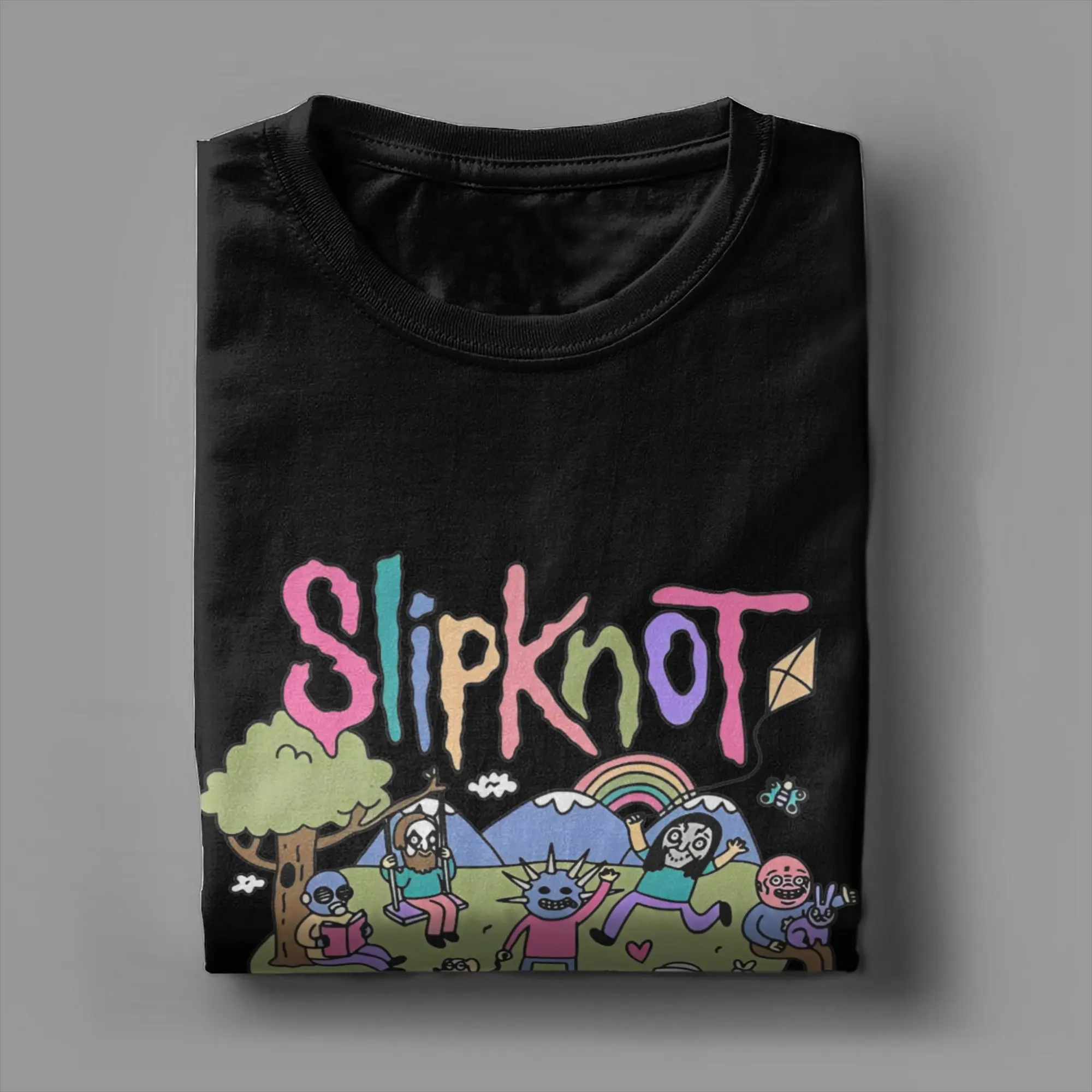 Cartoon S-Slipknotting Merch Men Women T Shirts Pure Cotton Tee Graphic Printing Band Cute Logo T-shirt Clothing