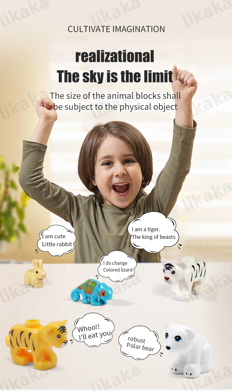 10PCS Tiere Blöcke Spielzeug MOC Leopard Bär Kuh Vogel Modell Bausteine Set Kompatibel Mini Ziegel DIY Spielzeug für kinder Geschenk – Detail 2
