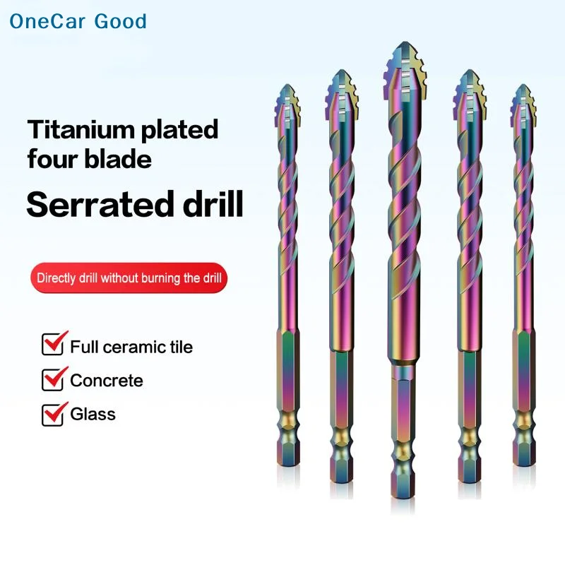 New 6-12mm Four-edge Serrated Drill Bit Set Drilling Tools Tor Glass Tiles Concrete Metal Ceramics Drill Bits Set Tools