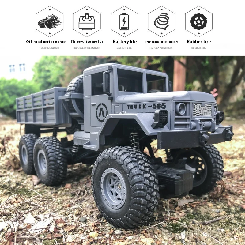 Simulated Military Rc Car Military Card Four-wheel Drive Off-road Vehicle Remote Control Climbing High-speed Car Model Boy Toy