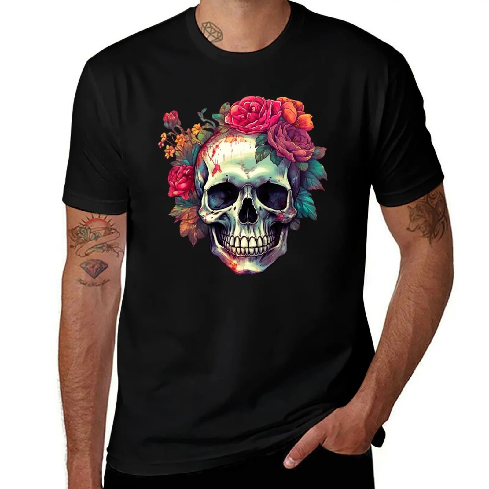 

Sugar Skull T-Shirt custom t-shirts topping vintage graphic tee oversizeds clothes for men