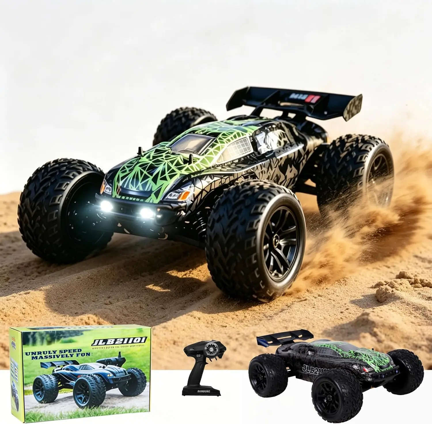 1/10 Scale High Speed Brushless RC Car 4WD Monster Truck 50+ Mph Waterproof Off-Road Truggy for Adults All Terrain