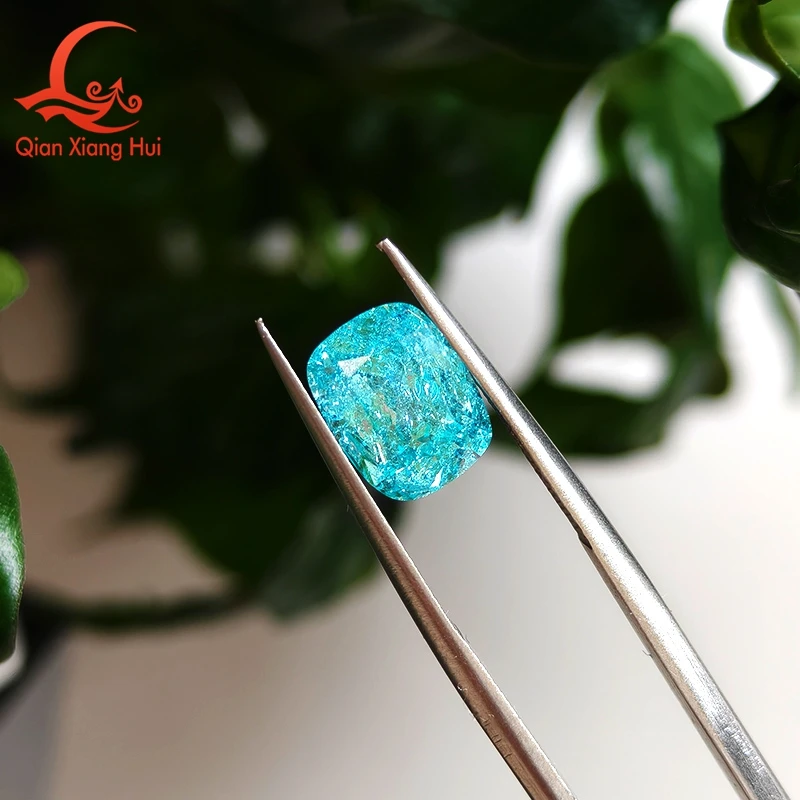 Lab Grown Yttrium Aluminum Garnet YAG Elongated Cushion Cut Neon Blue Paraiba With Inclusions  Loose Gemstone  Pendant Jewelry