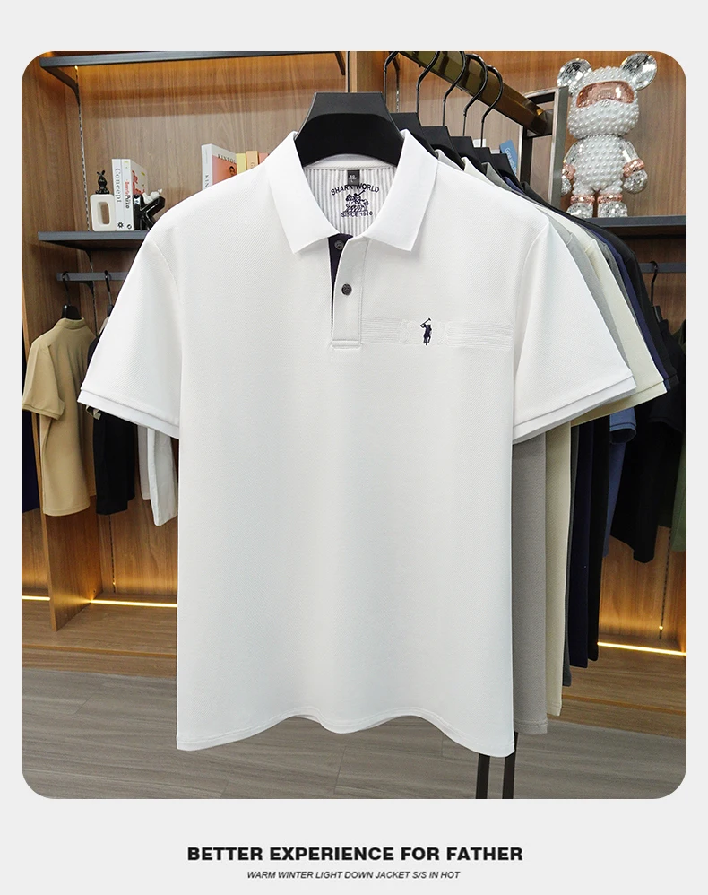 High-End-Marke Stickerei Kurzarm POLO Shirt Männer Flip Golf-Tops Sommer Komfort Seide Baumwolle Mode Business Leisure Paul T-Shirt – Detail 11