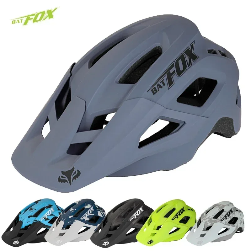 BATFOX Integrally-molded MTB Road Mountain bike Helmet bicycle cycling helmet with Sun visor DH Off-Road XC Riding Helmet