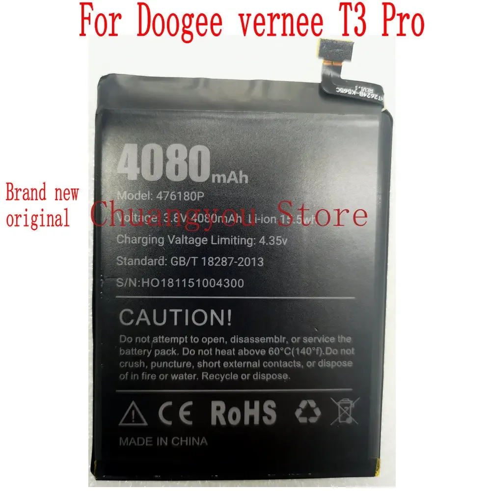 2024 3.8V 476180P Battery For Doogee Vernee T3 Pro Mobile Phone New