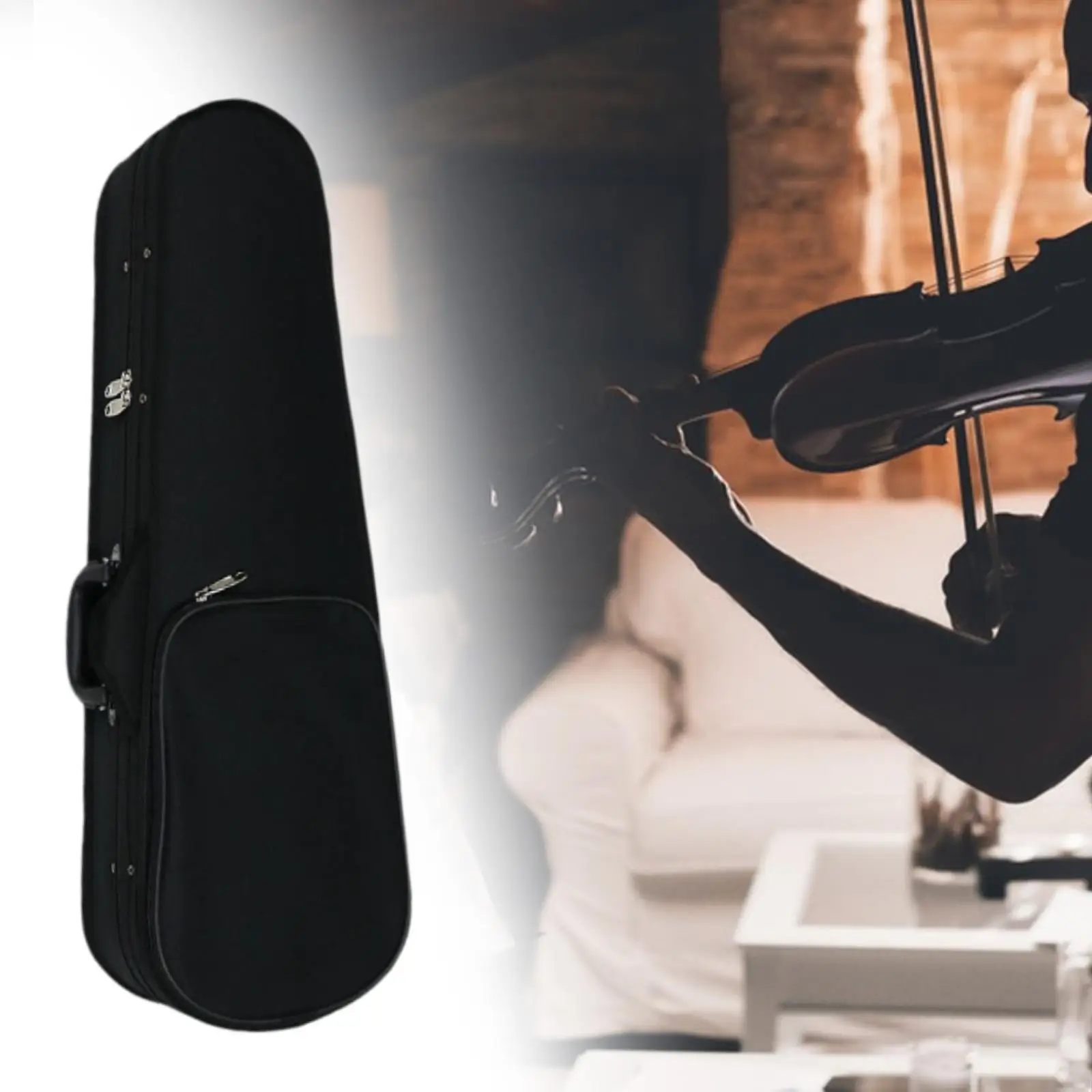 Professional 4/4 Violin Case Lightweight Oxford Cloth Hard Shell Carrying Bag with Shoulder Strap for Violin Transport