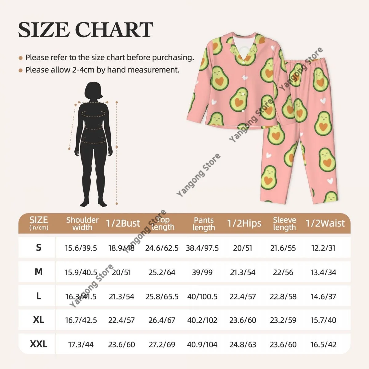 Women Sleepwear Pajamas Cute Avocado With Hearts Shapes Long Sleeve Pijama Female Set Negligee Cardigan Suit image 6