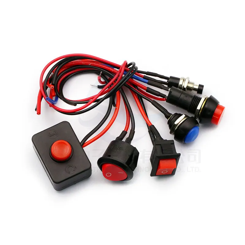 12V Push button switch waterproof small car circuit wire speaker electrical mini boat shape round line