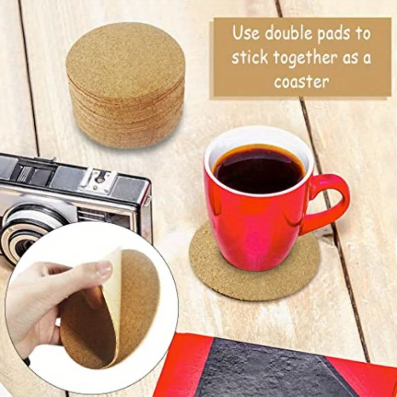 20pcs self adhesive cork coaster round DIY 4