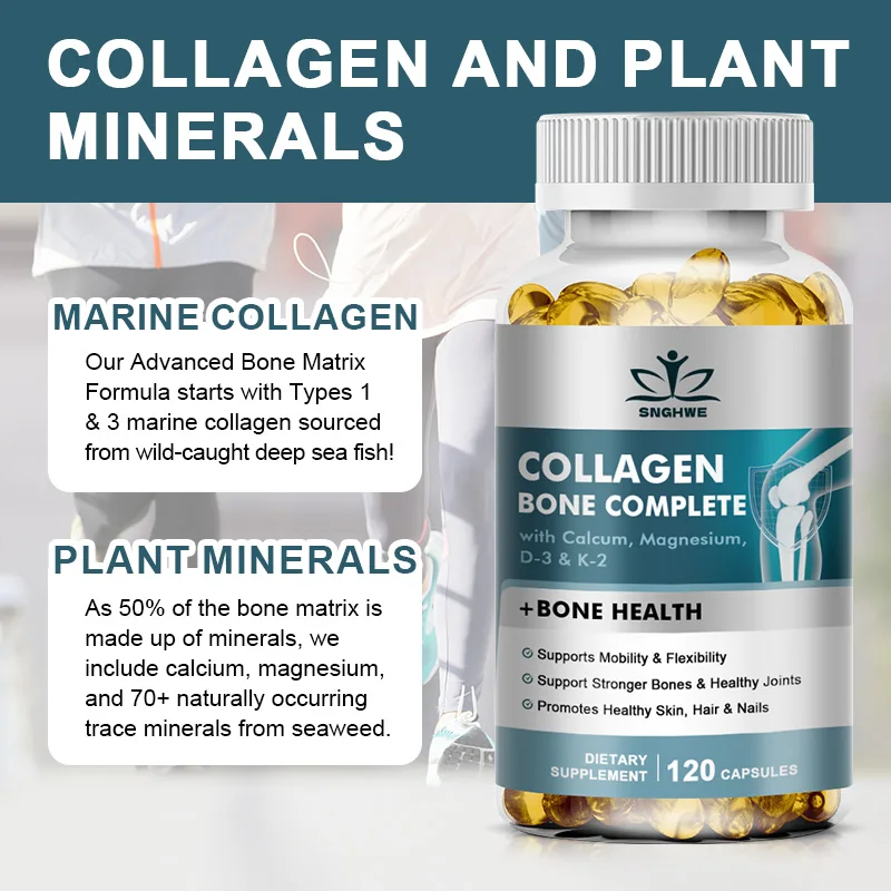 Collagen Bone Complete Capsules Helps Support Joint Cartilage, Collagen Production and Calcium Absorption, and Immune Support