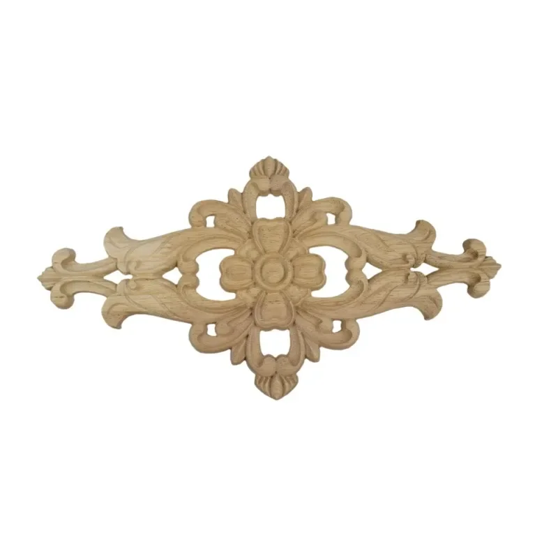 Floral Wood Carved Wooden Figurines Crafts Appliques Frame Wall Door Furniture Woodcarving Decorative Home Decor 27/28/32/39cm