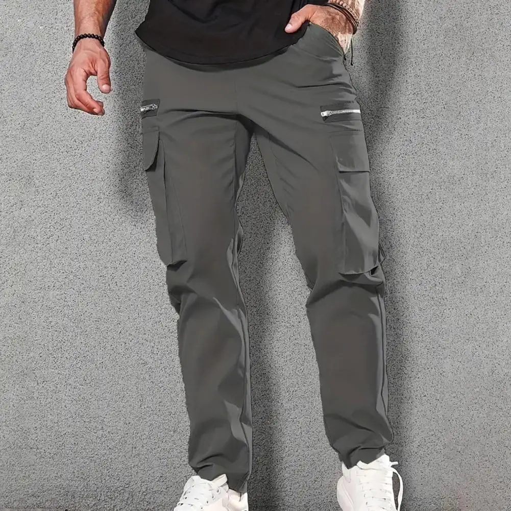 

Ergonomic Design Trousers for Men Men Sweatpants Men's Loose Fit Sport Pants with Side Zipper Pockets Drawstring Elastic for Gym