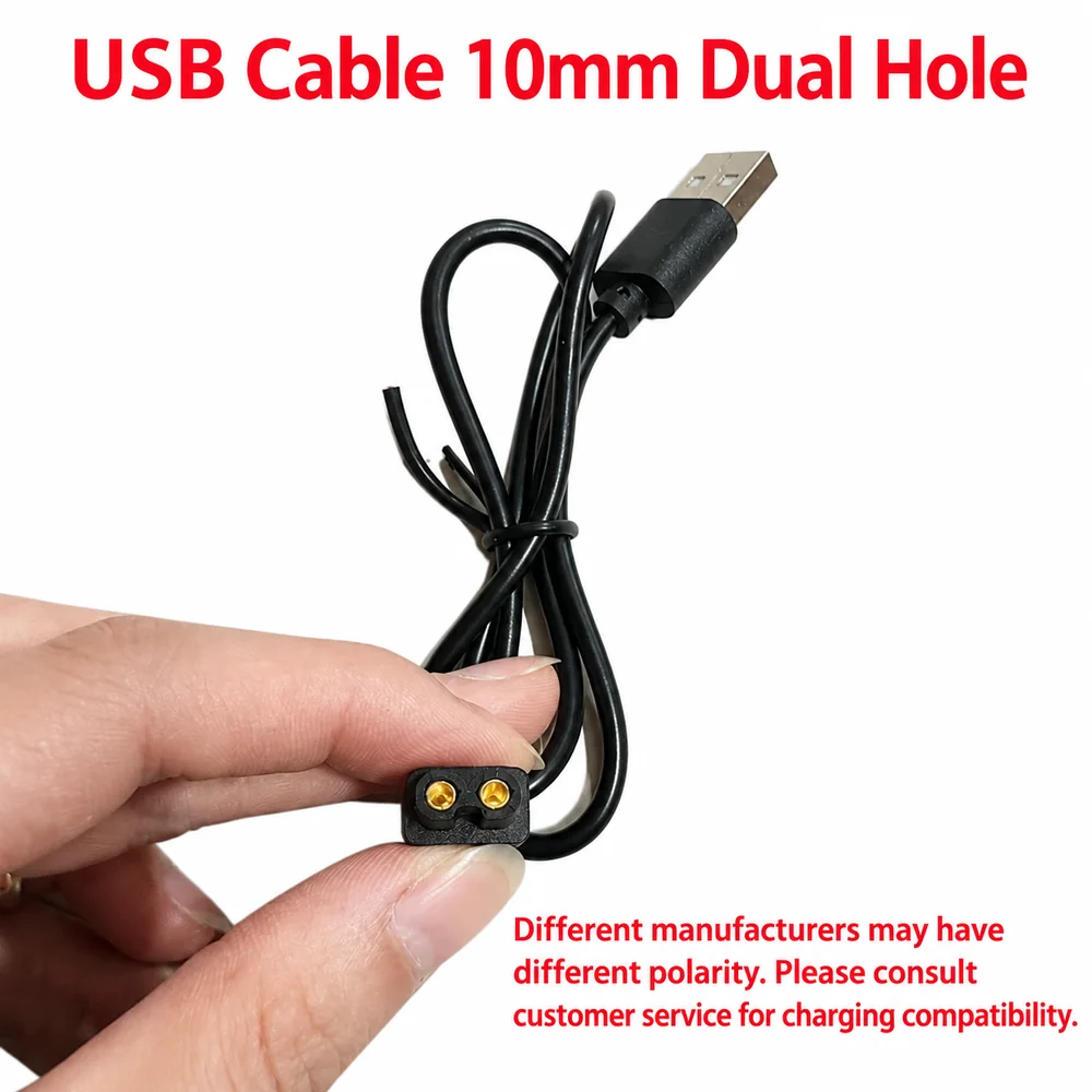 1Pcs 2-Hole Headlight Flashlight Charger Round Head Strong Beam Round Headlight Charger Charger Cable B-Type Dual Port Charger