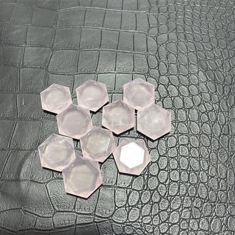 10pcs Natural Rose Quartz Hexagon Stone Section Star of David handiwork