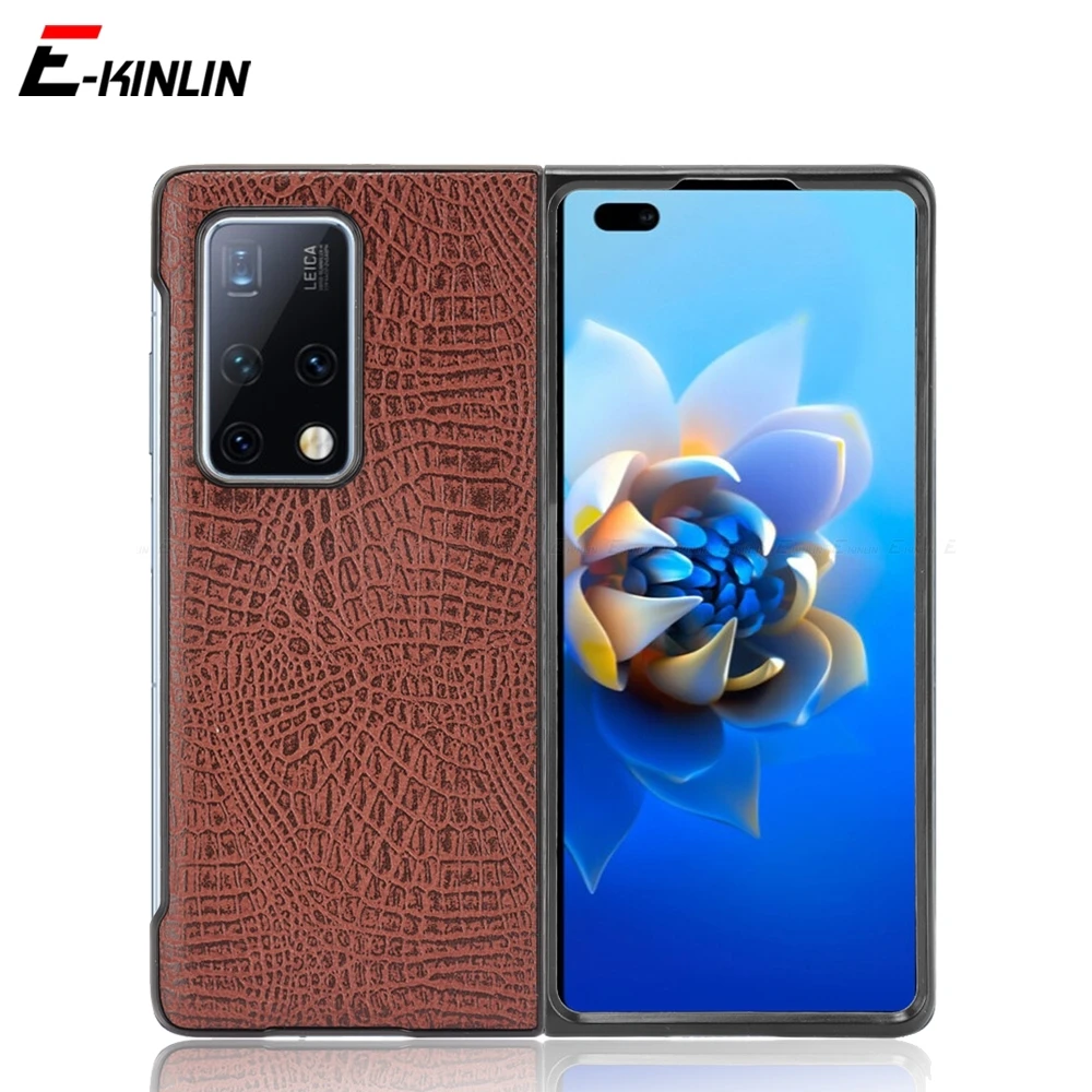 Retro Crocodile Snake Pattern Hard Back Cover For HuaWei Mate X X2 Xs 2 P50 Pocket Honor Magic V Protective Leather Phone Case