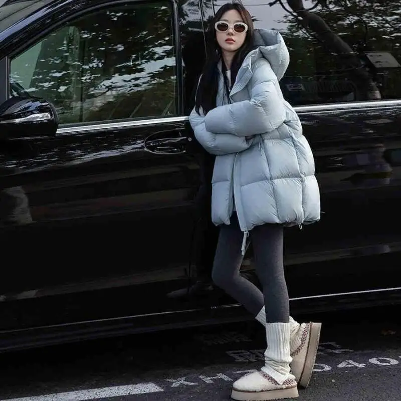 

Girl Winter Cotton-Padded Jacket Cloud Puff Puffer Jacket Mid-Length Coat Keep Warm Puffer Jacket Student Fashion Down Jacket