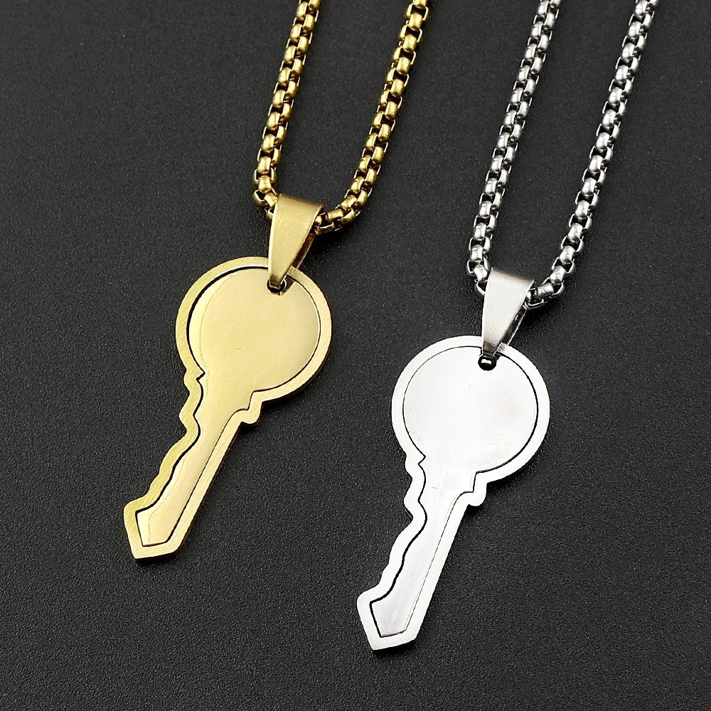 Hiphop Simple Key Chain For Women Men Stainless Steel Silver Color New Design Party Male Fashion Necklace Jewelry Accessory