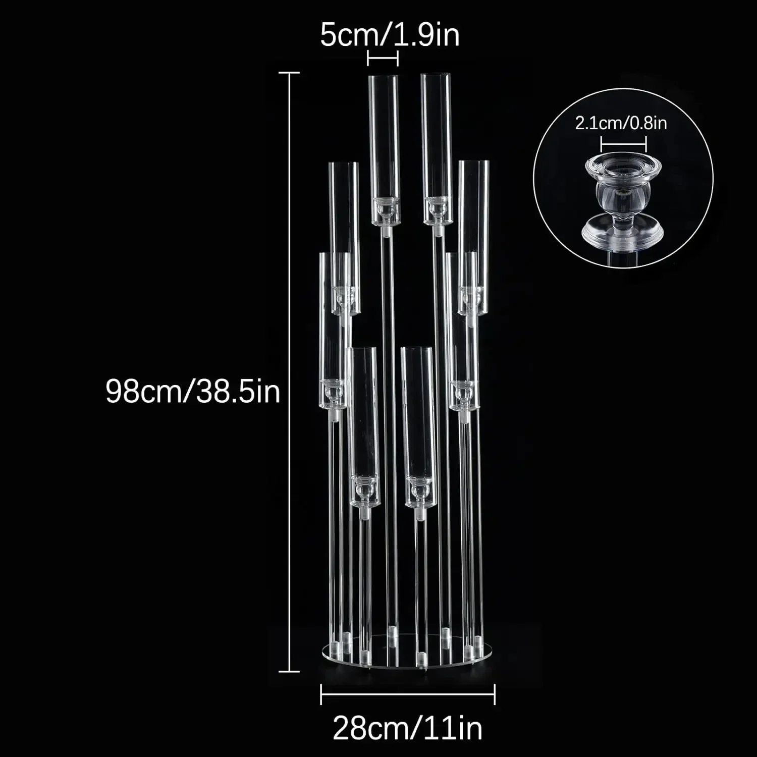 8 Arms Clear Candlesticks Holder 38.5 inches Tall Arcylic Candelabra Candle Holder Events Party Wedding Table Centerpiece