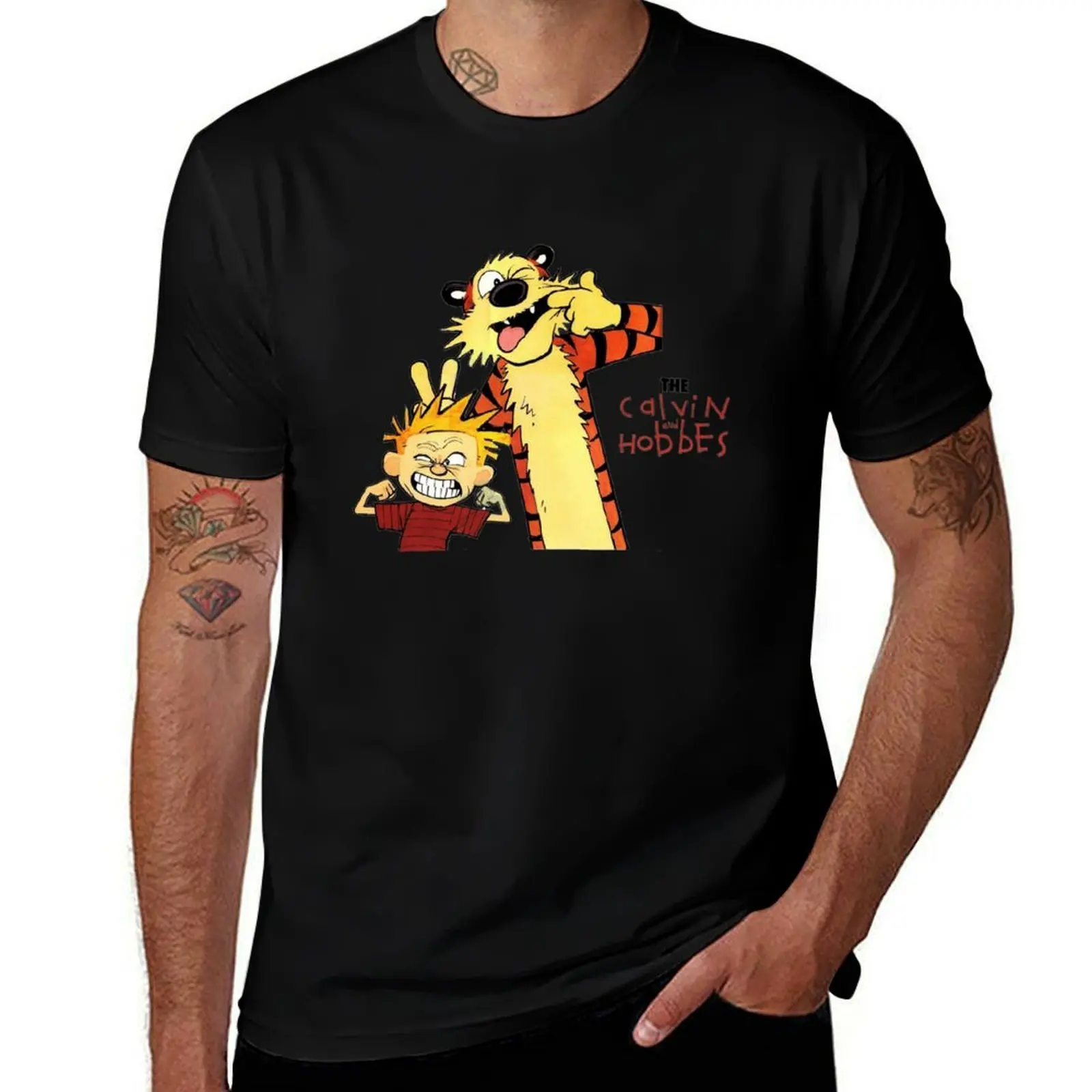 

Hobbes and His Friend Calvin T-Shirt Classic Basic Casual T-Shirt