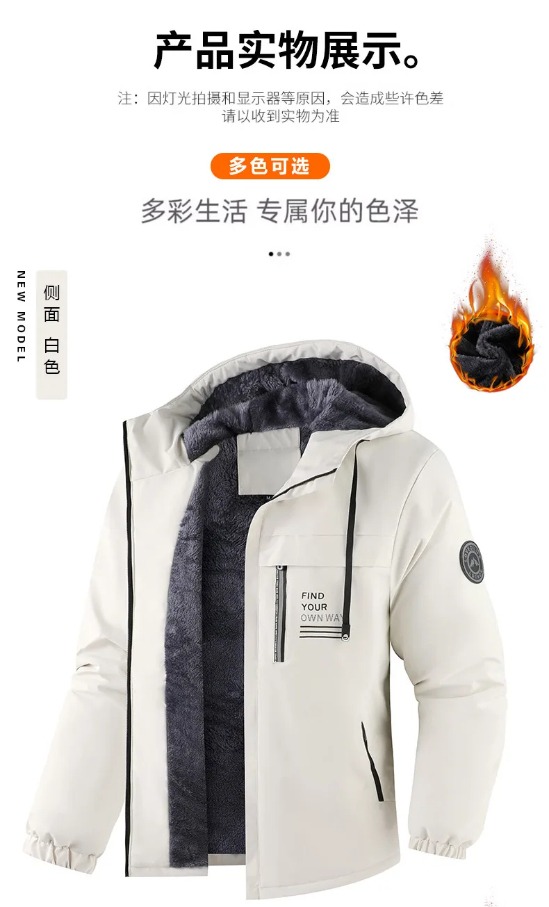 Men's Jacket Stand Collar Stamp Mens Parka Winter New Down Jacket Fleece Warm Jackets Men Business Leisure Coat Baseball Coats