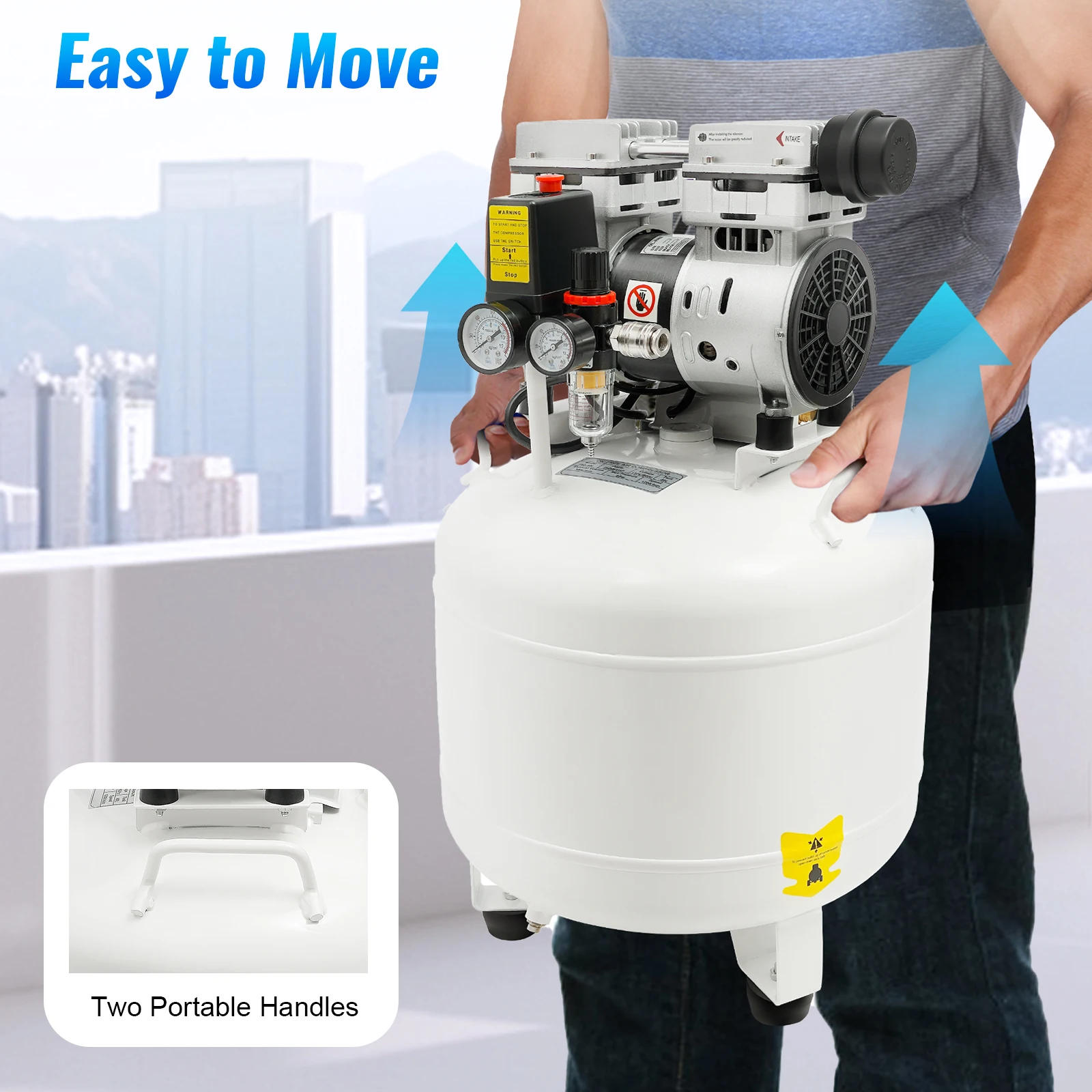 40L 110V Air Compressor Oil-Free Powerful Air Compressor US Plug Portable Woodworking High Pressure Punch Pump