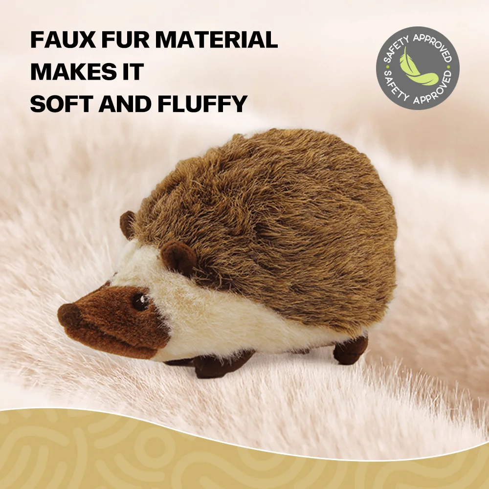 All For Paws Hedgehog Doll Toy For Dogs Faux Fur Animal Dog Toys With Squeaker Realistic Wildlife Appearance Stimulates Toys