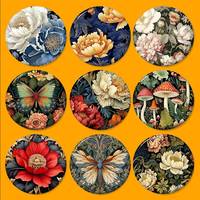 Classic Art W-William M-Morris Gorgeous Flowers Tinplate Pin Button Custom Anime Role Old-school Brooch Cartoon Collar Badge