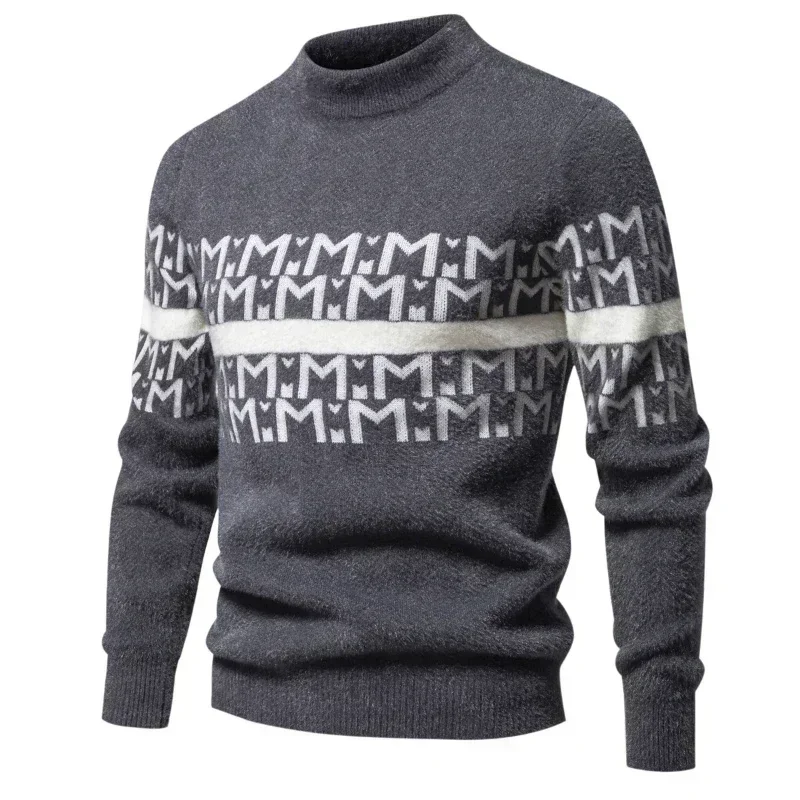 Men's  Imitation Mink Sweater Soft and Comfortable  Fashion Warm Knit Sweater  Pullover Clothes