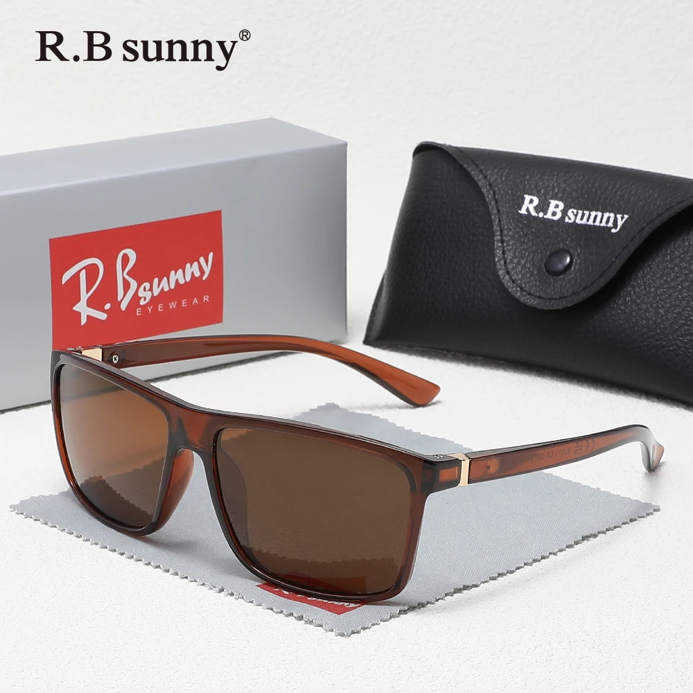 نظارات صيفية كلاسيكية عصرية من RBsunny للرجال والنساء مستقطبة UV400 مضادة للوهج للسفر والقيادة بإطار مربع خارجي