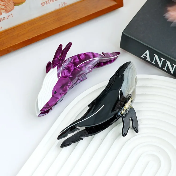 

Whale Acetate Hair Claw Clip - Trendy Oversized Shark Clip for Elegant Updos