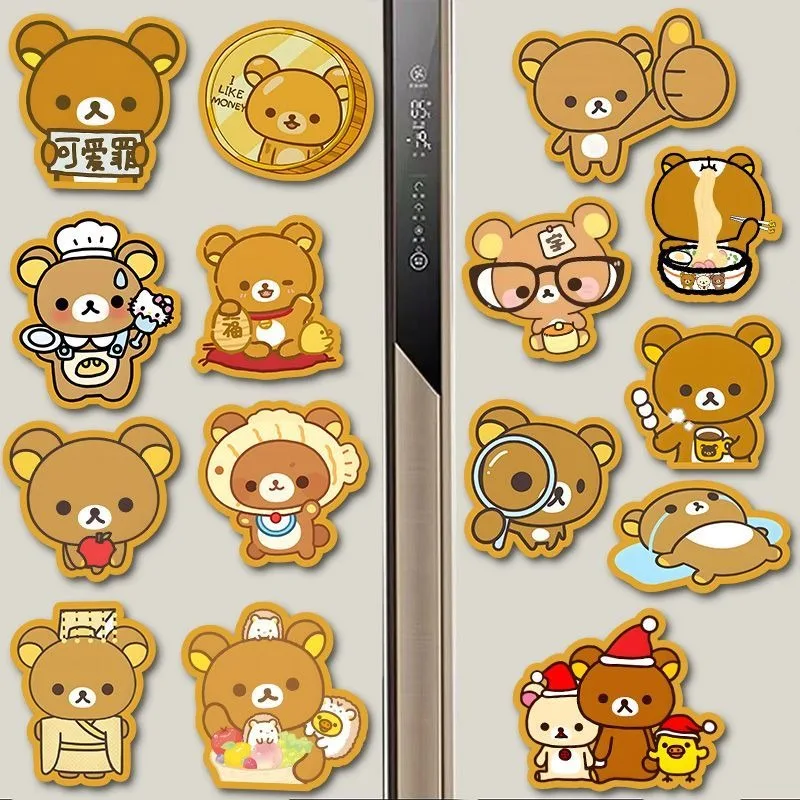 Various styles of Rilakkuma-shaped refrigerator magnets cartoon bear decoration kitchen whiteboard set